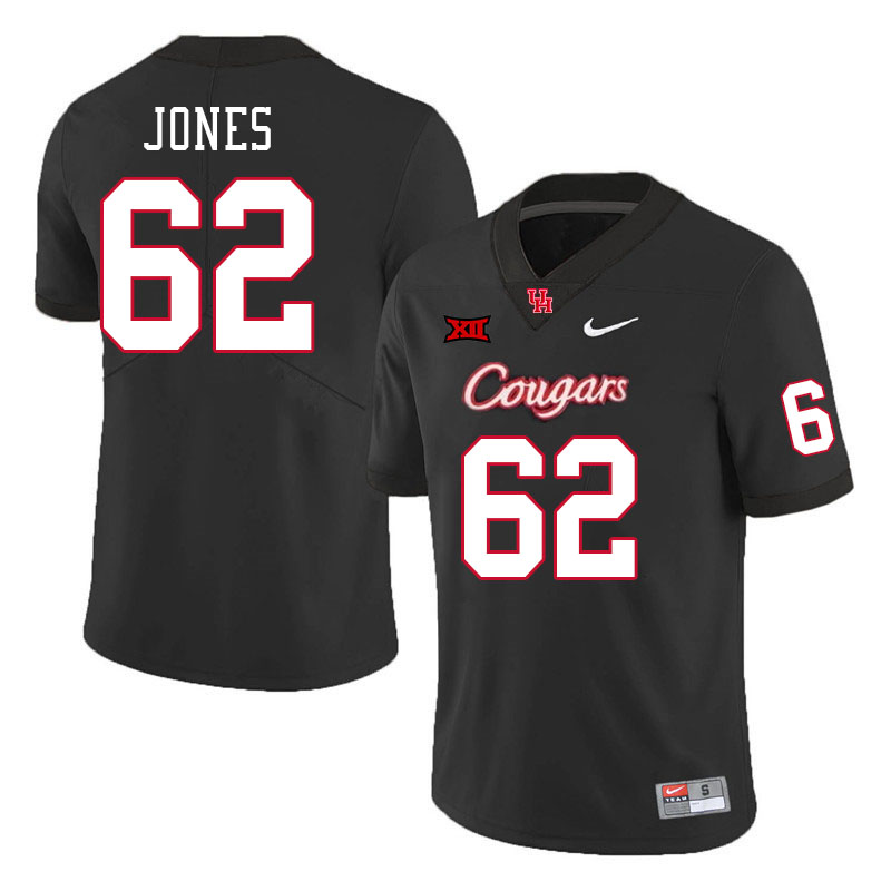 Men #62 Karson Jones Houston Cougars Big 12 XII College Football Jerseys Stitched-Black - Click Image to Close